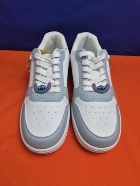 Disney White and Light Gray Kids Sneakers with Stitch Charm